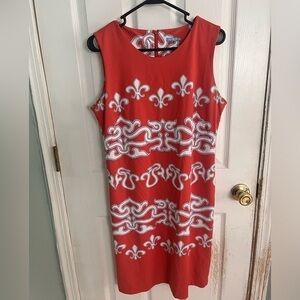 J. McLaughlin Sophia Dress Large Coral/White